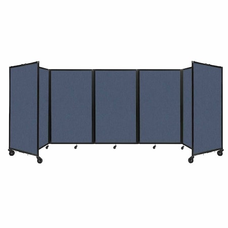 Versare Room Divider 360 Folding Portable Partition 14" x 5' Ocean Fabric 1160515